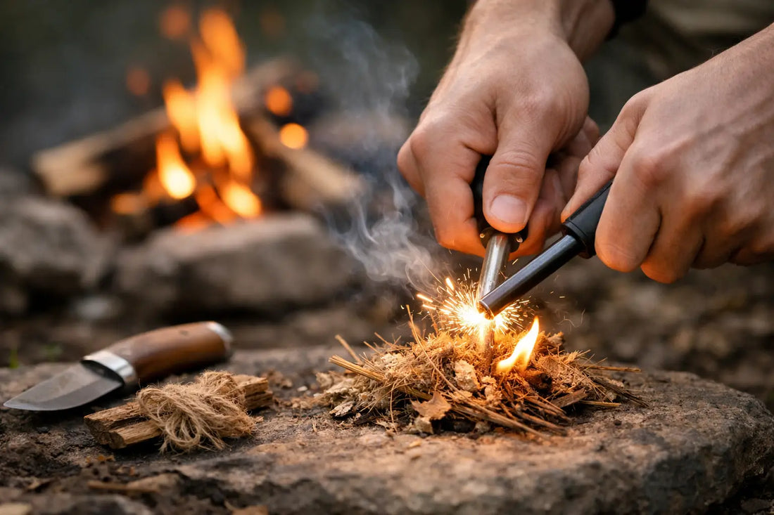 Feuerstahl richtig benutzen beim Outdoor-Feuer