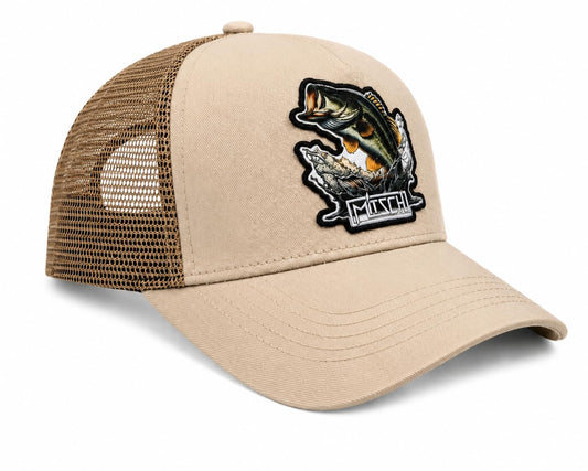 Mitsch Angler Trucker Cap Angelcap – Outdoor Basecap mit atmungsaktivem Mesh & hochwertigem Fisch-Patch – Verstellbar, Robust & Leicht – Perfekt zum Angeln, Wandern & für Freizeit