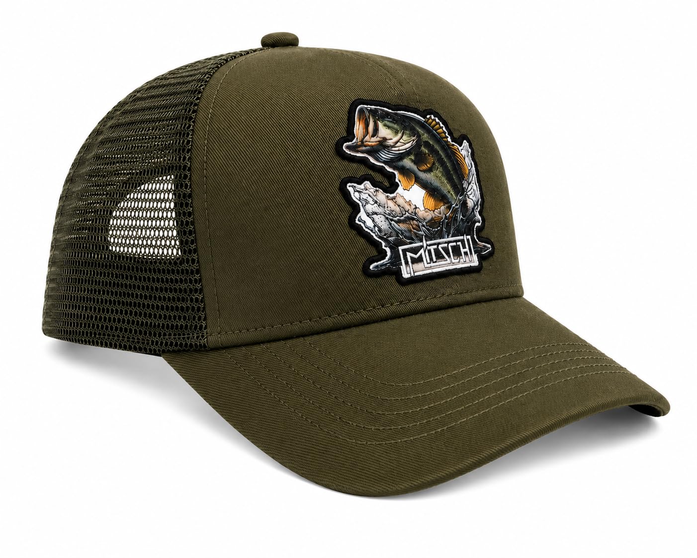 Mitsch Angler Trucker Cap Angelcap – Outdoor Basecap mit atmungsaktivem Mesh & hochwertigem Fisch-Patch – Verstellbar, Robust & Leicht – Perfekt zum Angeln, Wandern & für Freizeit
