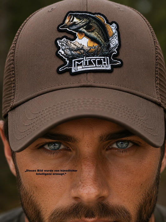 Mitsch Angler Trucker Cap Angelcap – Outdoor Basecap mit atmungsaktivem Mesh & hochwertigem Fisch-Patch – Verstellbar, Robust & Leicht – Perfekt zum Angeln, Wandern & für Freizeit