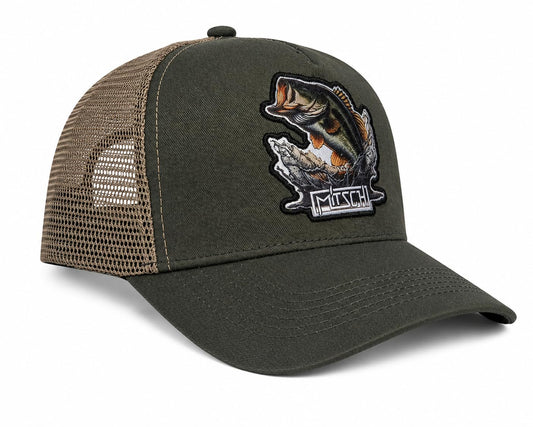 Mitsch Angler Trucker Cap Angelcap – Outdoor Basecap mit atmungsaktivem Mesh & hochwertigem Fisch-Patch – Verstellbar, Robust & Leicht – Perfekt zum Angeln, Wandern & für Freizeit